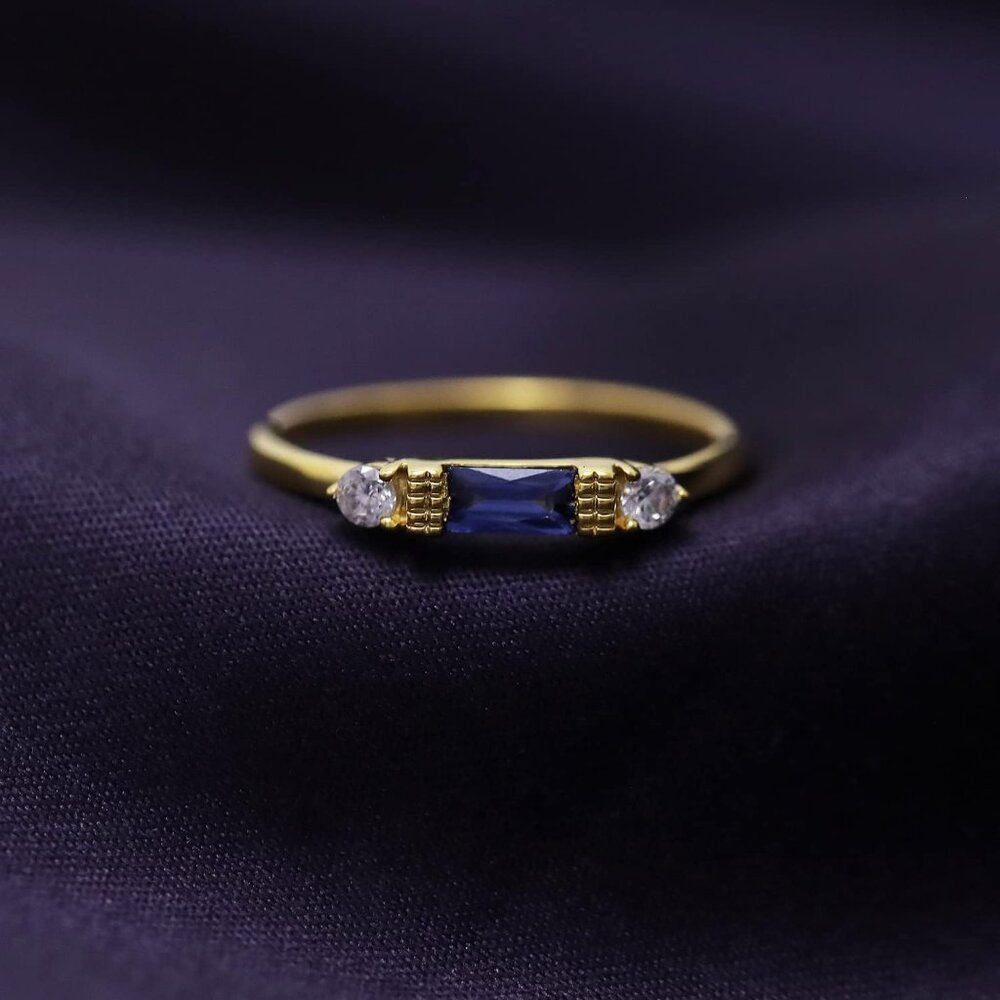 Elegant 3 Stone Stackable Ring - Baguette Simulat… - image 3